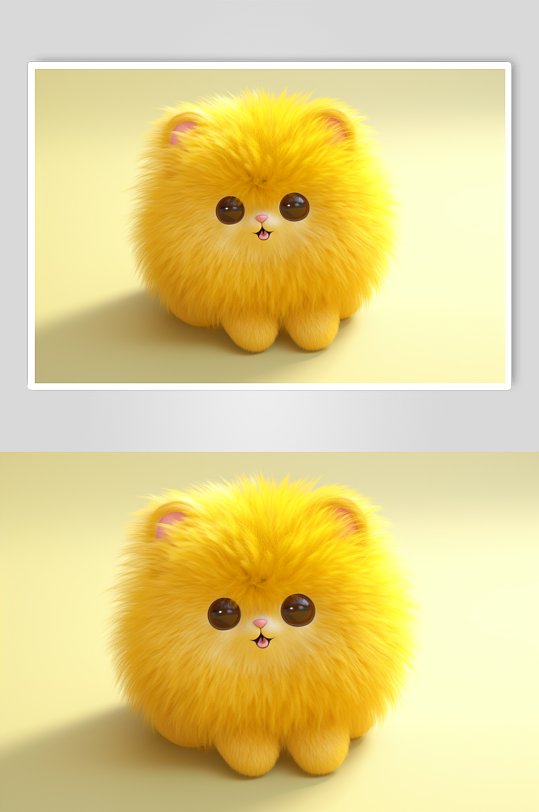 AI数字艺术黄色小狮子毛绒玩具摄影图片