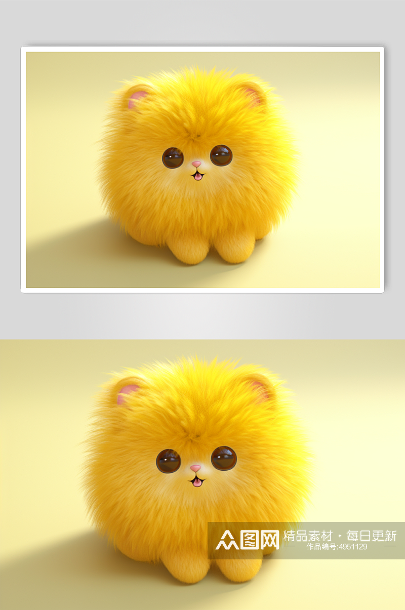 AI数字艺术黄色小狮子毛绒玩具摄影图片素材