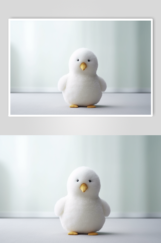 AI数字艺术白色小鸭子毛绒玩具摄影图片