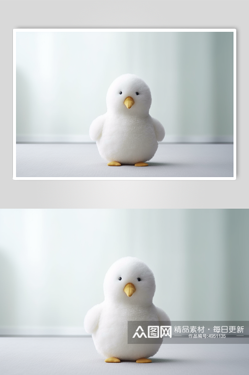 AI数字艺术白色小鸭子毛绒玩具摄影图片素材