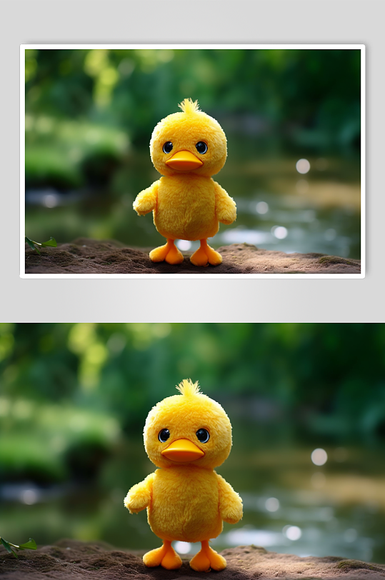 AI数字艺术黄色小鸭子毛绒玩具摄影图片