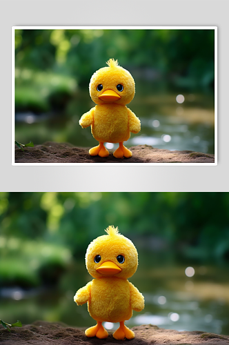 AI数字艺术黄色小鸭子毛绒玩具摄影图片
