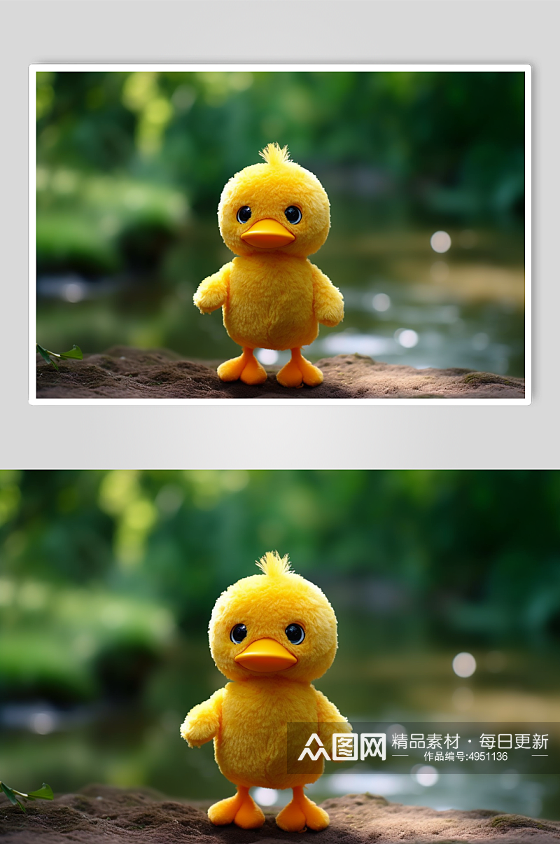 AI数字艺术黄色小鸭子毛绒玩具摄影图片素材