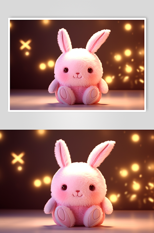 AI数字艺术粉色小兔子毛绒玩具摄影图片