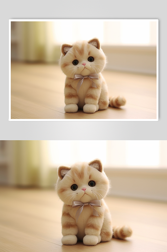 AI数字艺术可爱小猫毛绒玩具摄影图片