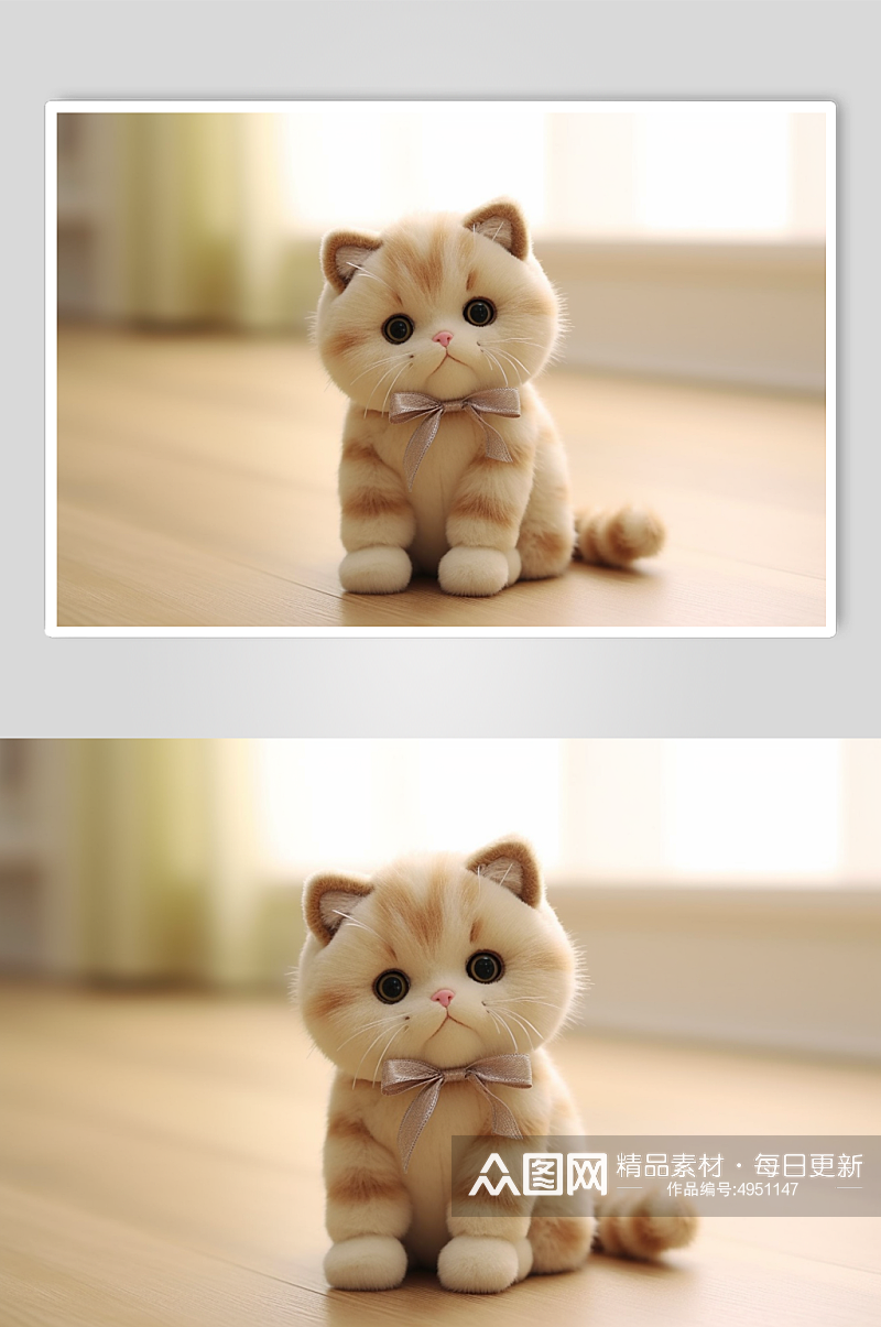 AI数字艺术可爱小猫毛绒玩具摄影图片素材