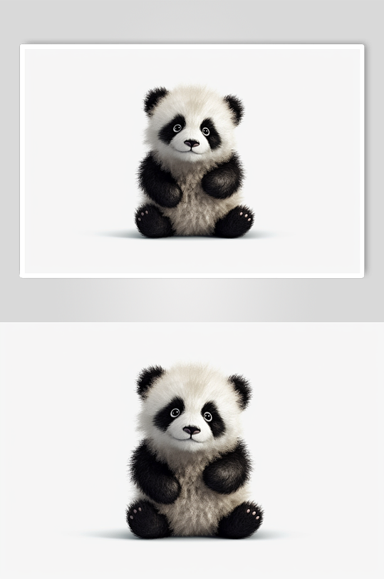 AI数字艺术超萌小熊猫毛绒玩具摄影图片