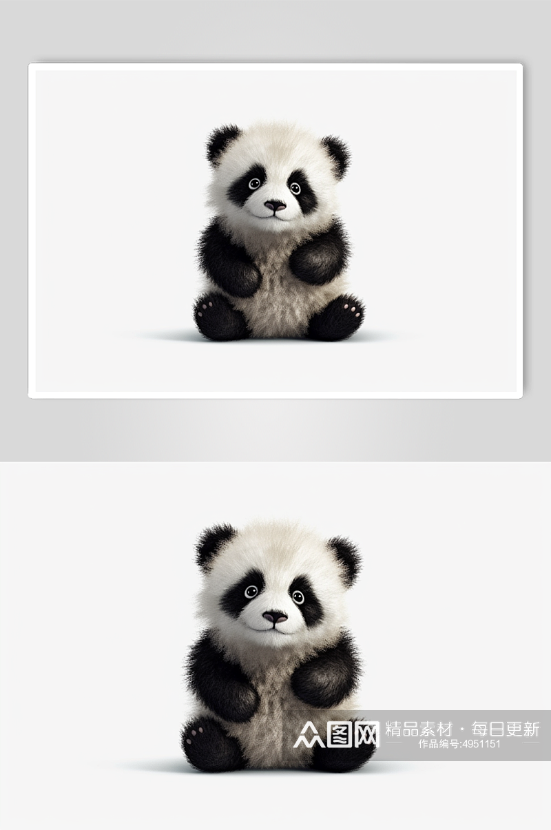 AI数字艺术超萌小熊猫毛绒玩具摄影图片素材