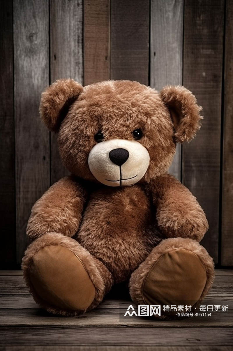 AI数字艺术棕色小熊毛绒玩具摄影图片素材