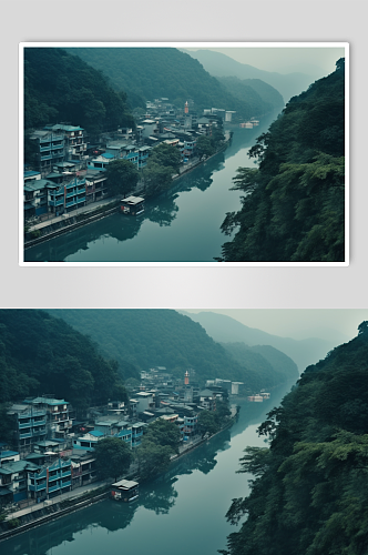 AI数字艺术国内城市贵州茅台镇风景图片