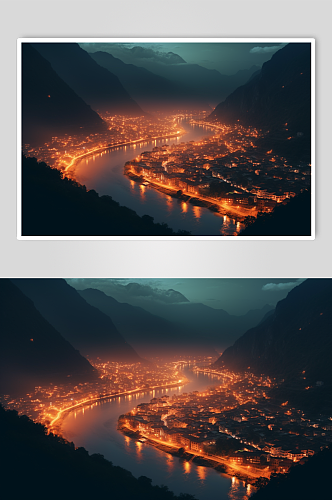 AI数字艺术国内城市贵州茅台镇风景图片