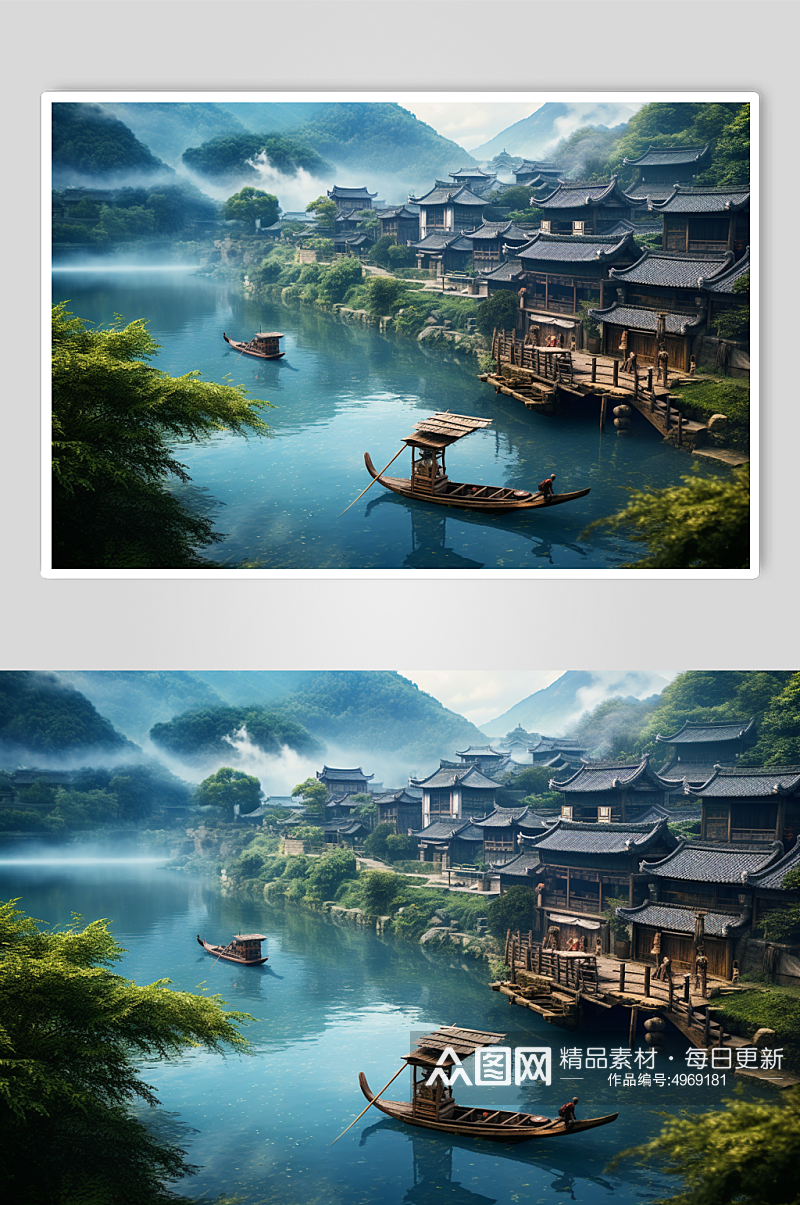 AI数字艺术国内城市贵州茅台镇风景图片素材