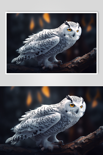 AI数字艺术手绘卡通猫头鹰动物摄影图片