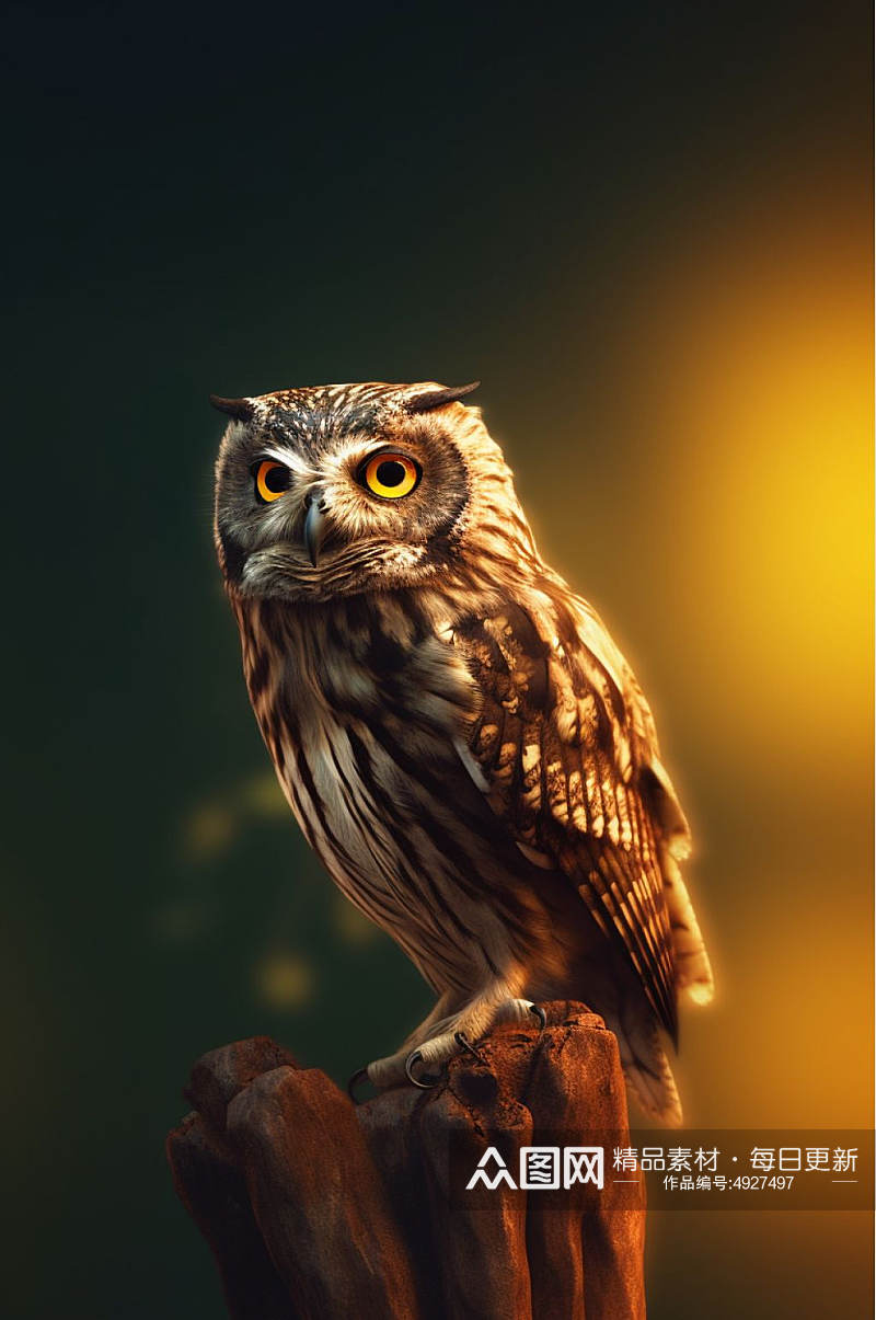 AI数字艺术创意手绘猫头鹰动物摄影图片素材