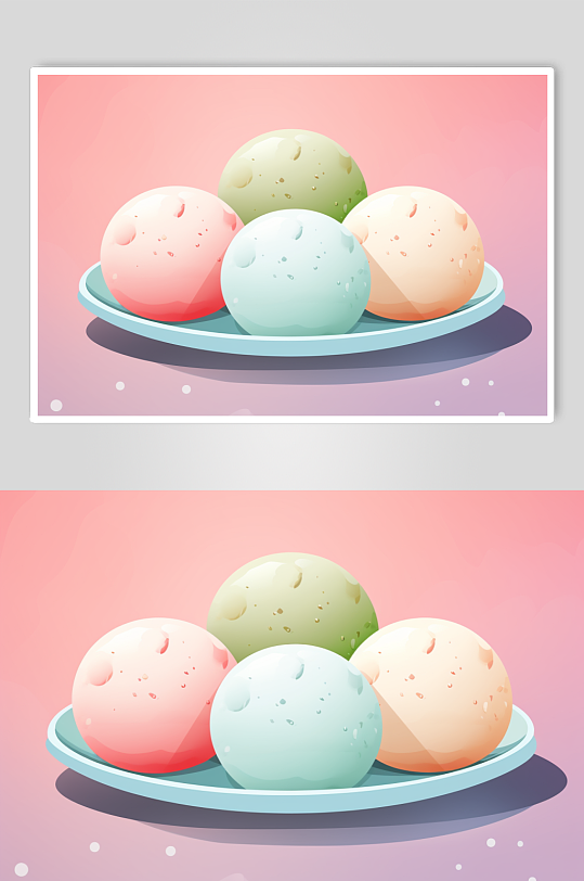 AI数字艺术美食甜点麻薯插画