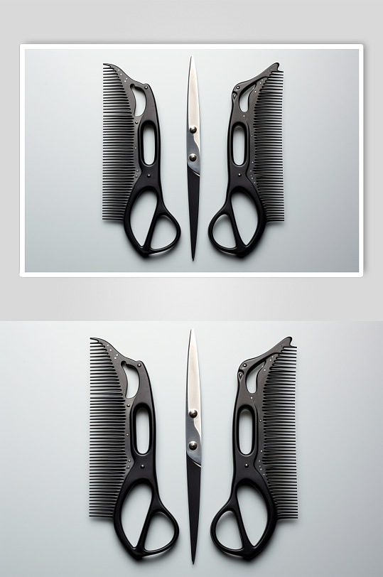 AI数字艺术理发美发工具组合摄影图片-众图网