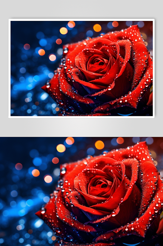 AI数字艺术唯美红色玫瑰花卉摄影图片