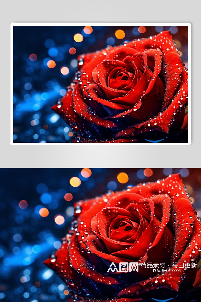 AI数字艺术唯美红色玫瑰花卉摄影图片素材