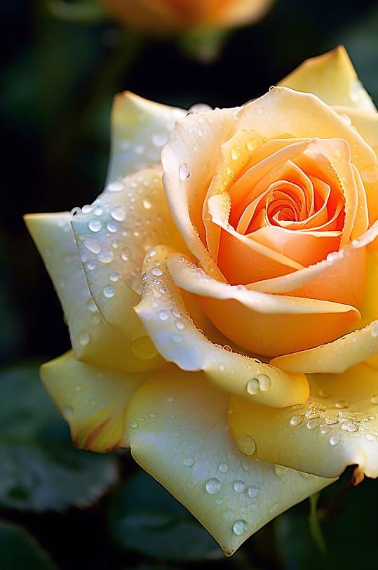 AI数字艺术唯美黄色玫瑰花卉摄影图片