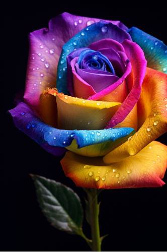 AI数字艺术高清彩色玫瑰花卉摄影图片