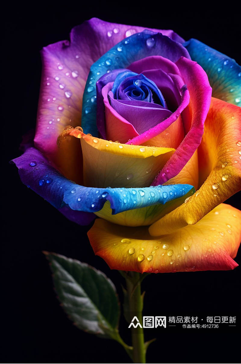 AI数字艺术高清彩色玫瑰花卉摄影图片素材