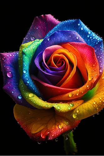 AI数字艺术高清彩色玫瑰花卉摄影图片