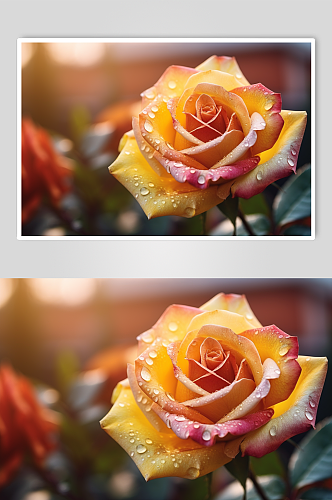 AI数字艺术唯美黄色玫瑰花卉摄影图片