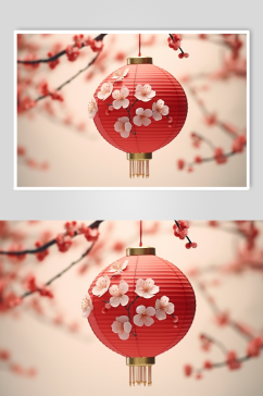 AI数字艺术新年春节梅花灯笼模型