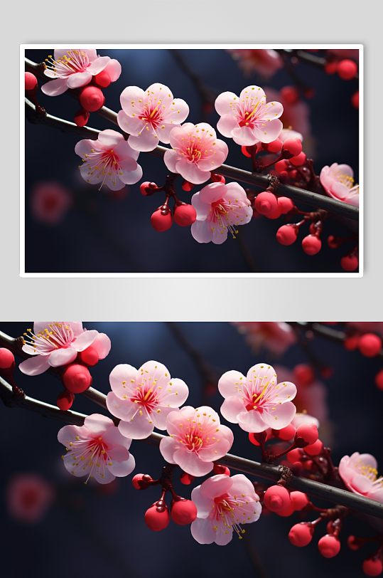 AI数字艺术高清梅花花朵摄影图