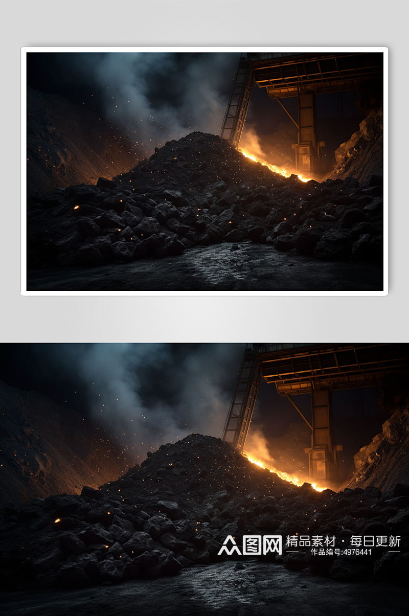 AI数字艺术高清工业煤矿煤炭摄影图片素材