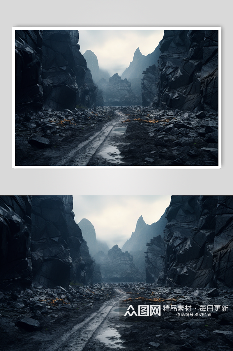 AI数字艺术清晰矿山工业煤矿煤炭摄影图片素材