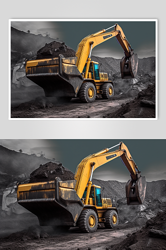 AI数字艺术清晰工业煤矿煤炭摄影图片