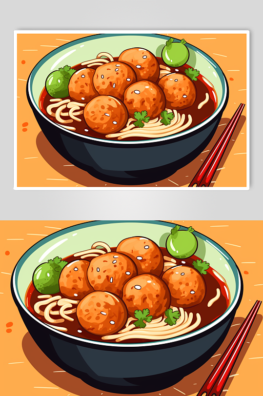 AI数字艺术国潮立冬美食元素插画