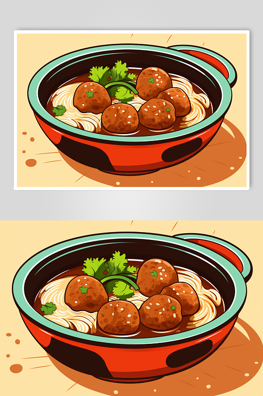 AI数字艺术国潮立冬美食元素插画