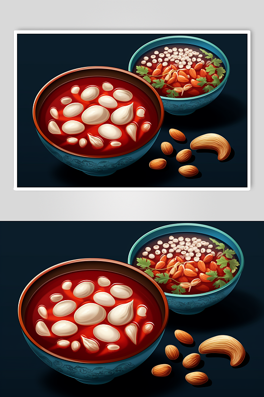 AI数字艺术国潮立冬美食元素插画