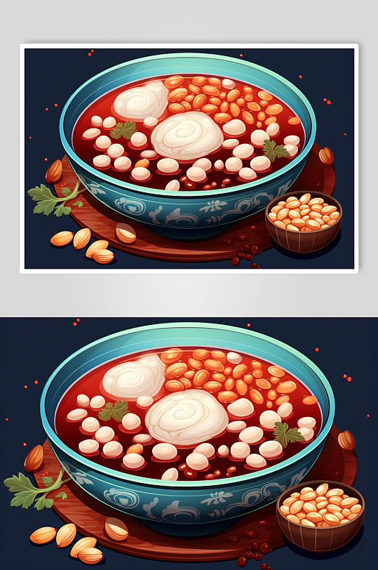 AI数字艺术国潮立冬美食元素插画