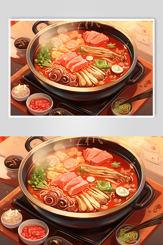 AI数字艺术国潮立冬美食元素插画