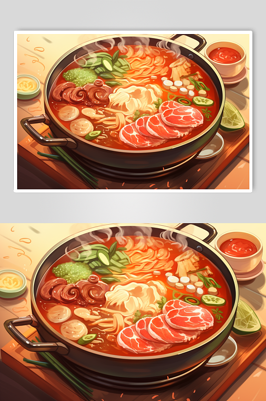 AI数字艺术国潮立冬美食元素插画