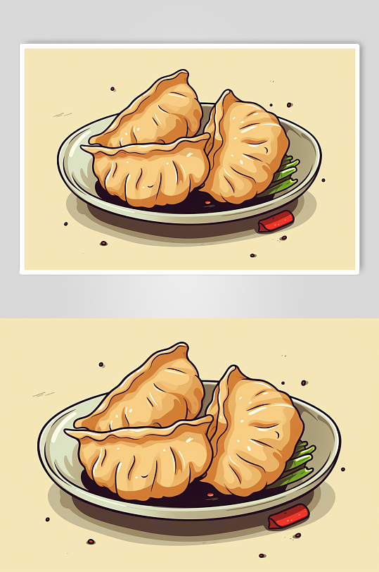 AI数字艺术国潮立冬美食元素插画