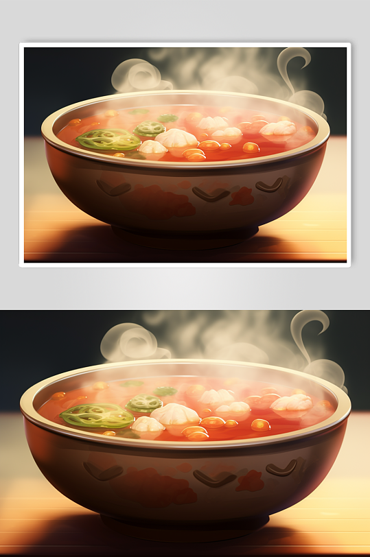 AI数字艺术国潮立冬美食元素插画