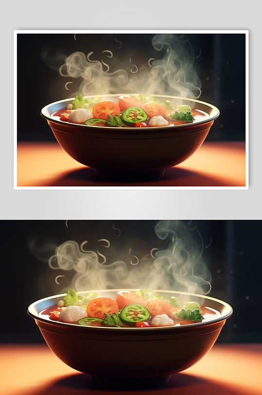 AI数字艺术国潮立冬美食元素插画