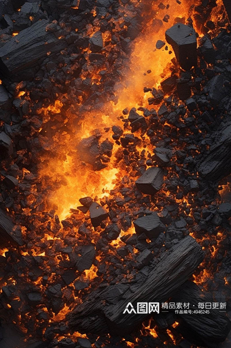 AI数字艺术超清煤炭矿石工业燃料摄影图片素材