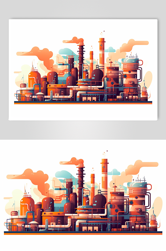 AI数字艺术原创煤炭电厂火电厂场景插图-众图网