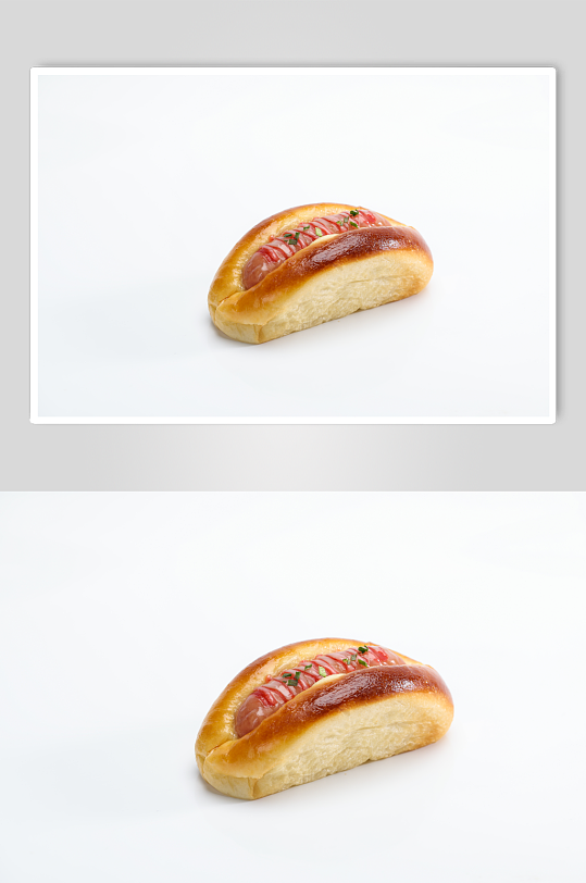 咸香德式大肉肠面包美食摄影图片