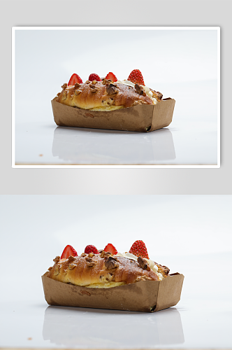 草莓甜心面包美食摄影图片