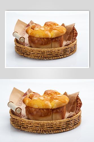 法式椰香蓝莓面包美食摄影图片