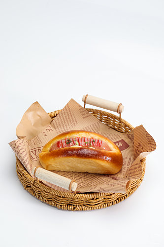 咸香德式大肉肠面包美食摄影图片