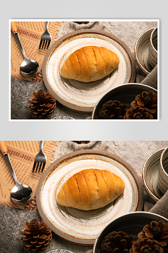 海盐牛角包面包美食摄影图片