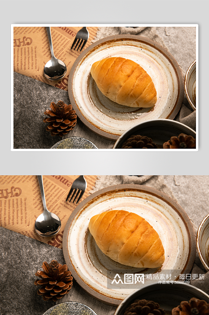 海盐牛角包面包美食摄影图片素材