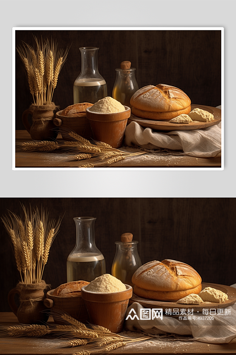 AI数字艺术清晰面粉小麦粉烘焙摄影图片素材